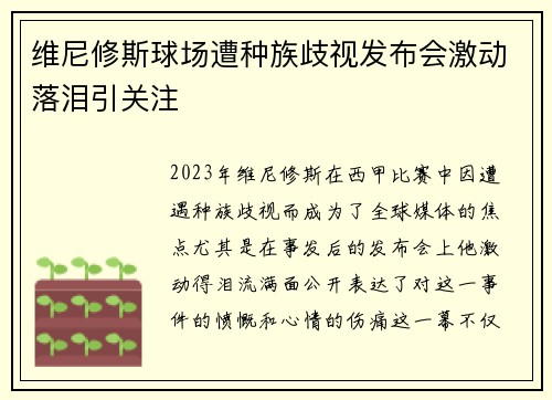 维尼修斯球场遭种族歧视发布会激动落泪引关注